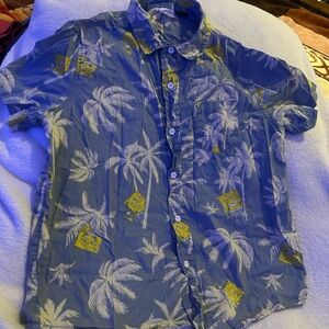 Blue Tropical Print Men's Shirt